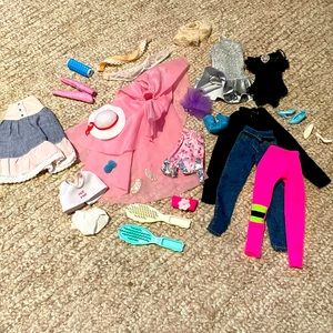 Vintage assorted Barbie doll clothing and accessories